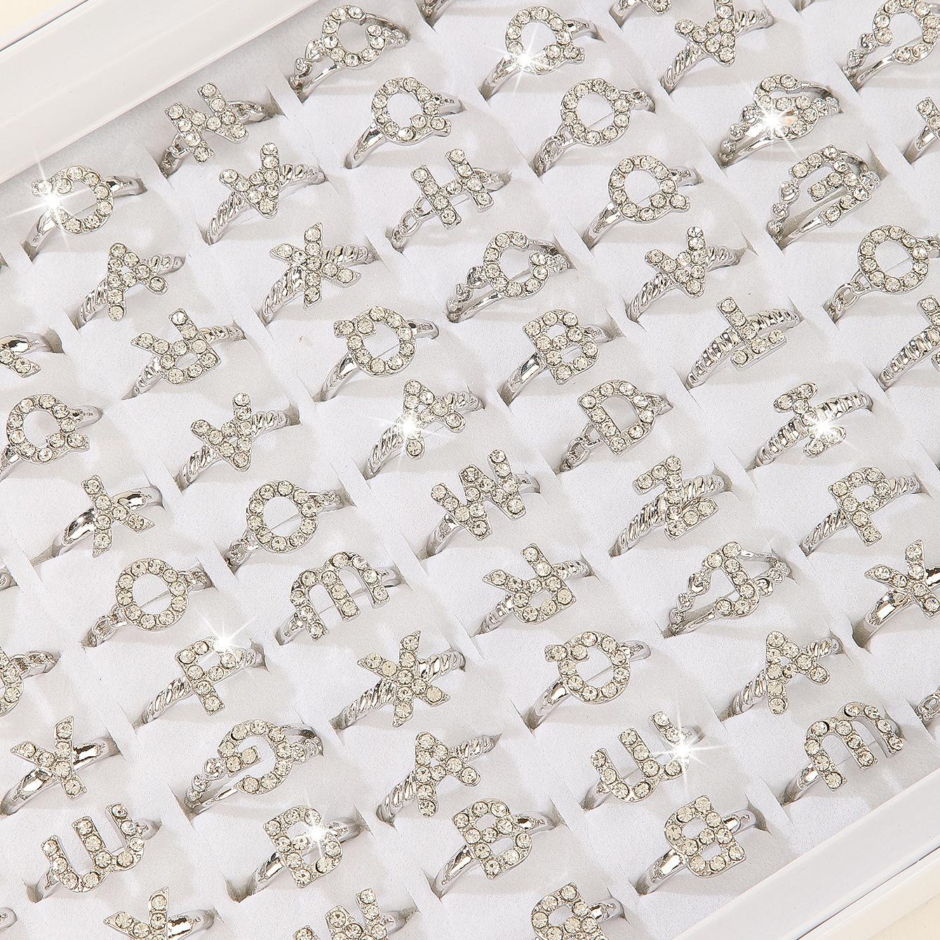 10Pcs Female adjustable zirconia ring with simple and elegant style, versatile ring, letter ring