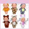 Adorable Poupée Bjd Réaliste Bébé Reborn Endormi de 8 pouces avec Tenues d'Animaux en Peluche