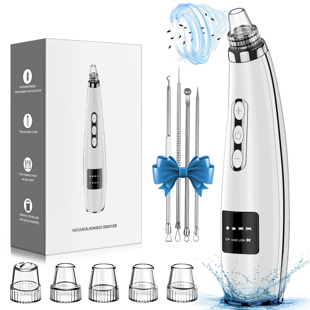 

Blackhead Remover Pore Vacuum Upgraded Facial Pore Cleaner Electric Comedone Whitehead Extractor Tool-5 Suction Power,5 Probes,Rechargeable Blackhead чёрный