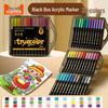 True Color Soft Tip Acrylic Markers & Drawing Brushes for Kids, Non-Bleeding, Stackable Colors, Black Box Colored Pencils