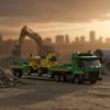 MOC Building Blocks Green Truck + Yellow Trailer Creative Gift Set Construction Vehicle Model