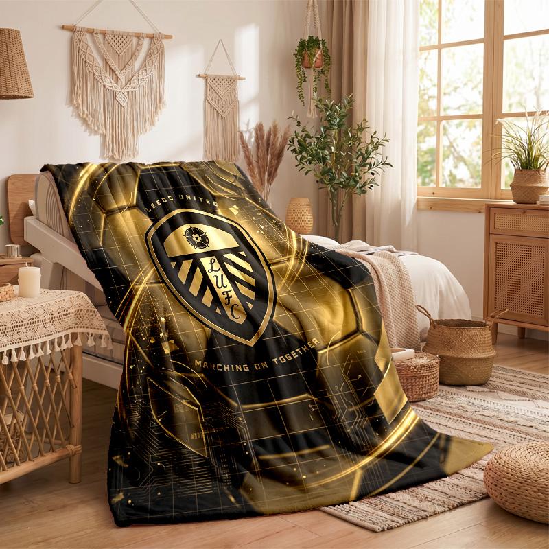 Leeds United Football Print Flannel Blanket Soft Warm Sofa Bed Throw Blanket For Home Office Bedroom