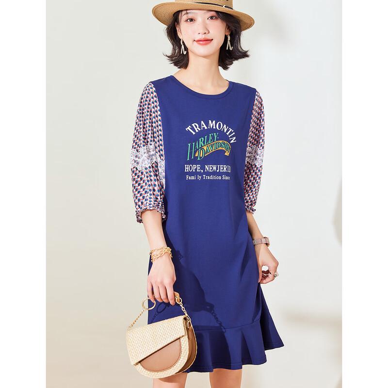 ORIGIN Women s Indigo Blue Printed Midi Dress M
