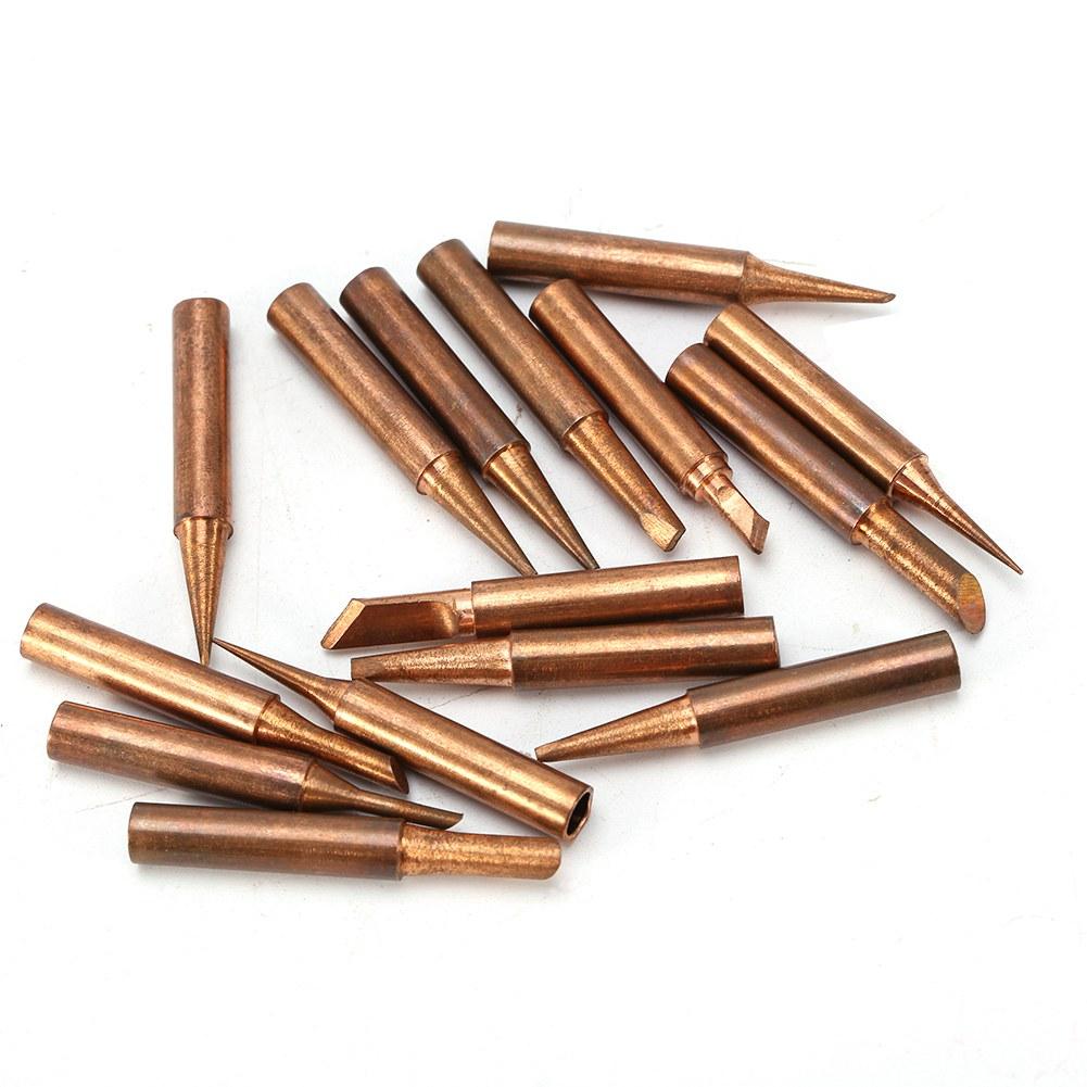 15pcs Set   free Copper 900M T Iron Solder Tip For 936,937,938,969,8586 Soldering Station