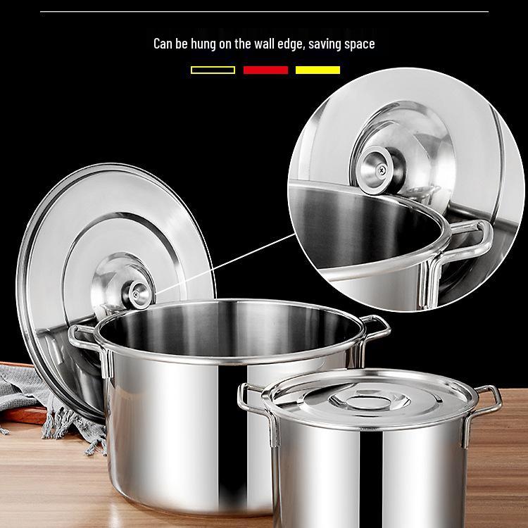 Runder Edelstahl-Eimer mit Deckel - Suppen- & Lake-Topf mit großem Fassungsvermögen