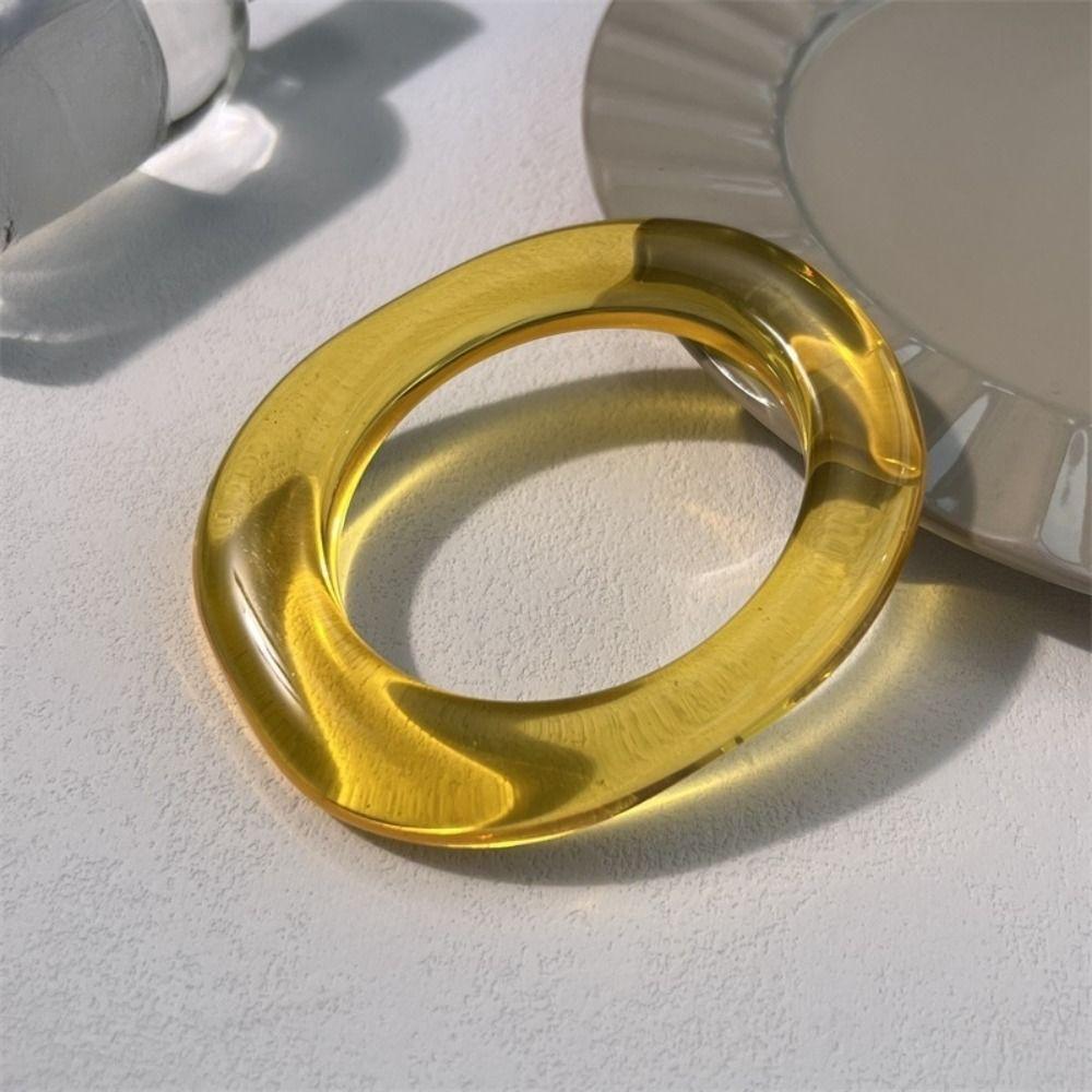 Geometry Transparent Bangle Shining Chunky Bracelets Temperament Women Hand Ring  Daily