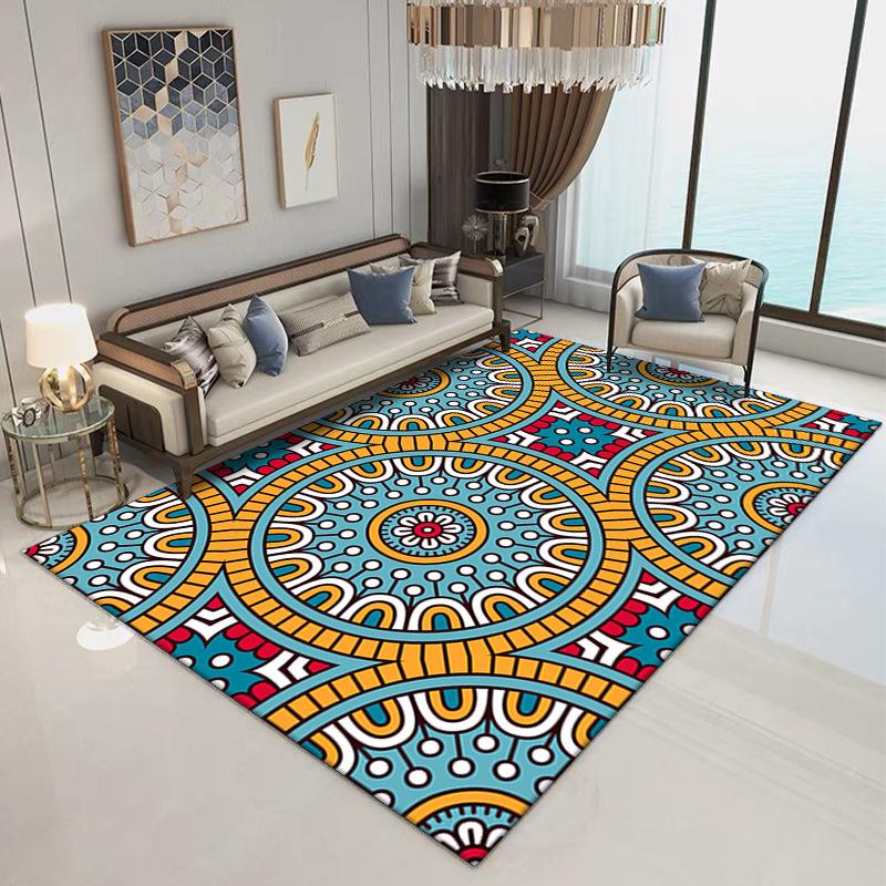 Vintage Printed Carpet Brightly Colored Home Decor Rugs Anti-slip Mat for Living Room Bedroom Balcony Indoor and Outdoor Venues