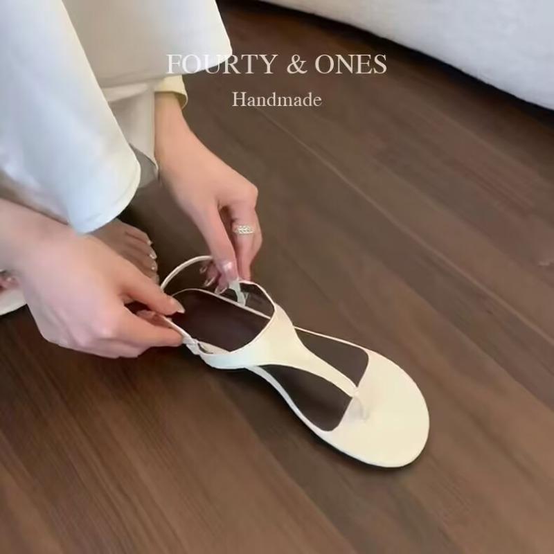 Fashion Vintage Flat Toe Herringside Sandals Women's 2025 New Summer Holiday Rome Sandals and Slippers for Outer Wear