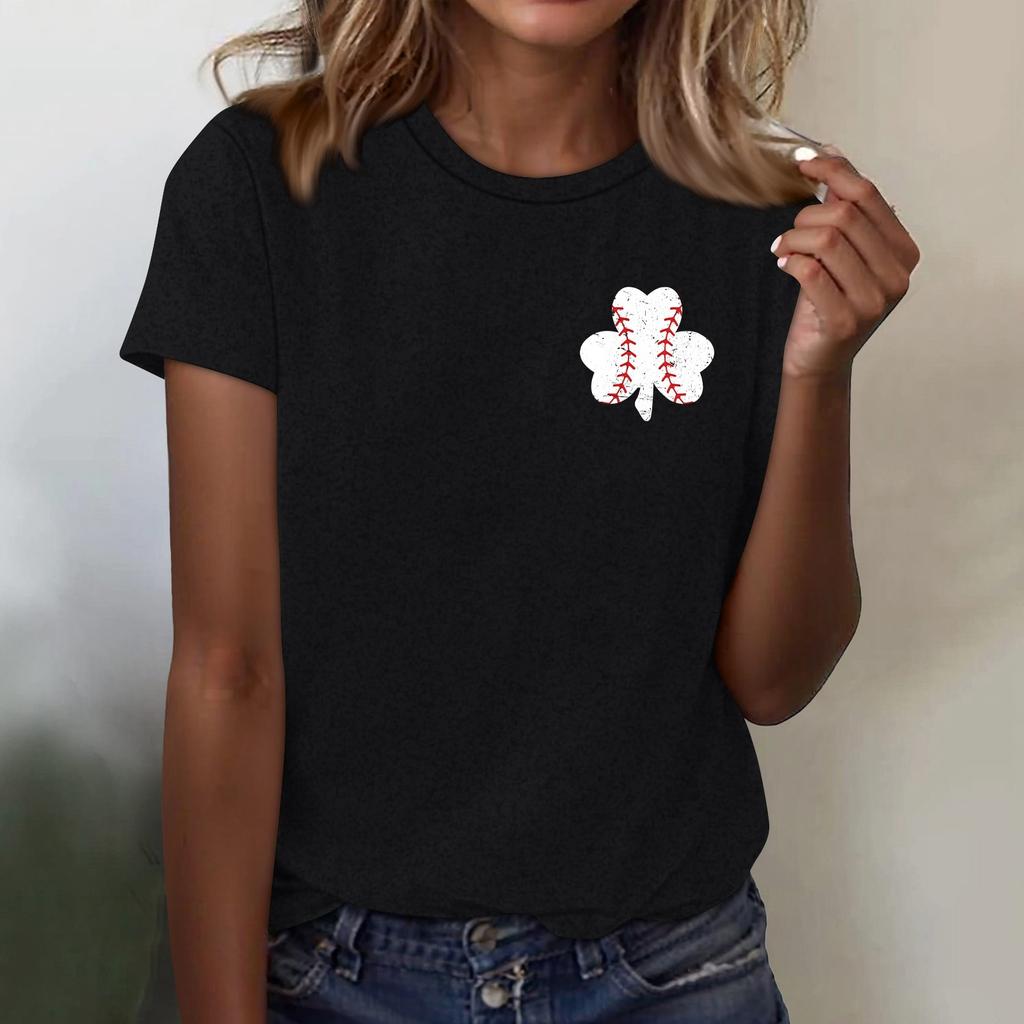 Women's T-shirt Casual Loose St. Patrick's Day Printed Crewneck Pullover Short-sleeved Top