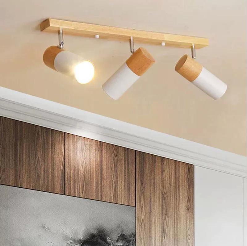 Adjustable LED Solid Wood Ceiling Spotlight for Living Room/Entrance
