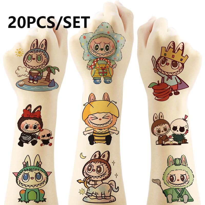 

20PCS/SET Tattoo Stickers LABUBU Stickers Cartoon Tattoo Stickers Disposable Tattoo Stickers Fridge Stickers Birthday Party 20PCS/SET