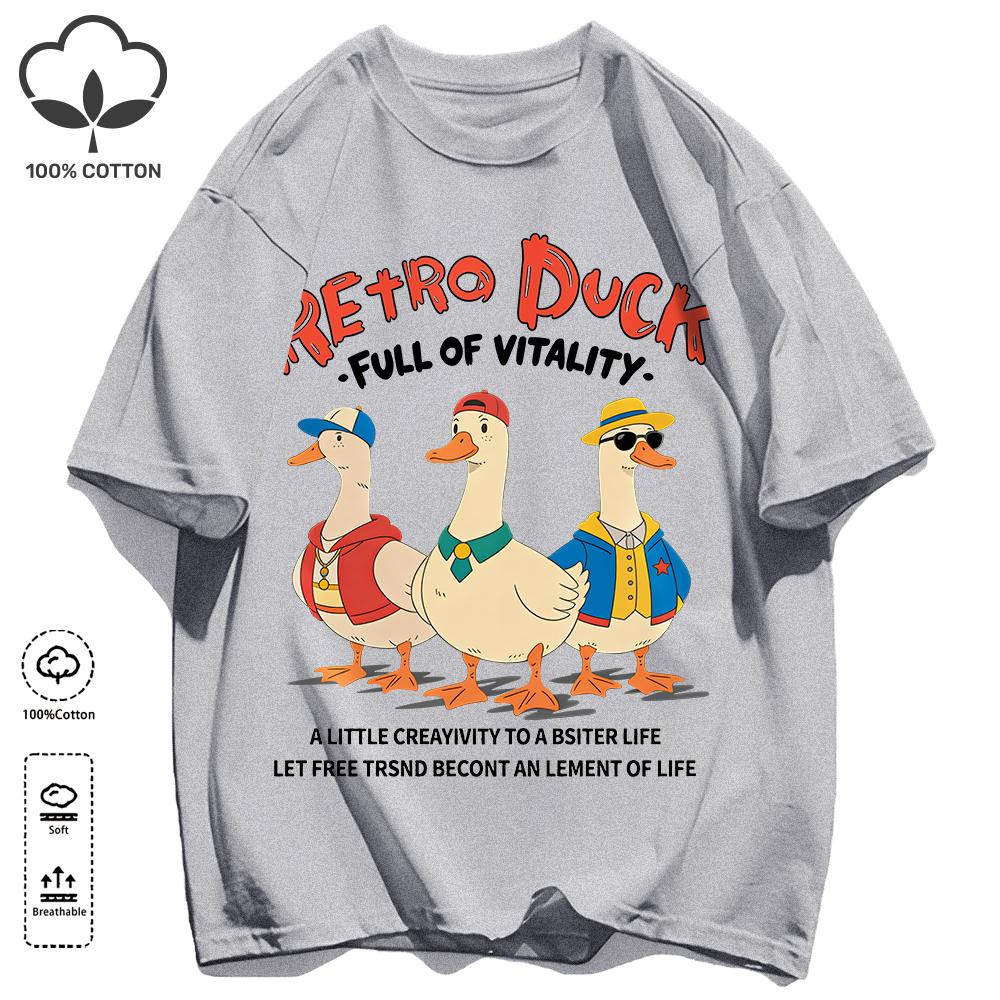 Classic Color Scheme T-Shirts For Unisex Retro Oversized Short Sleeves Fashion Couple Clothes Unisex Simple Basics Clothing