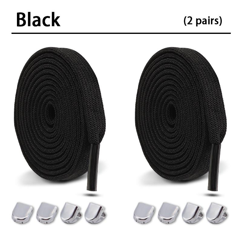 2Pair Double-layer elastic 8mm Flat Shoelace Shoes Accessories No Tie Shoe laces Quality Elastic Laces Sneakers Tennis Shoelaces