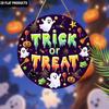 JIT 1pc 2D Flat 'trick or Treat' Halloween Theme Wooden Decorative Signs & Plaque, Bohemian Style Wall Hanging Decor, Suitable for Family Front Door