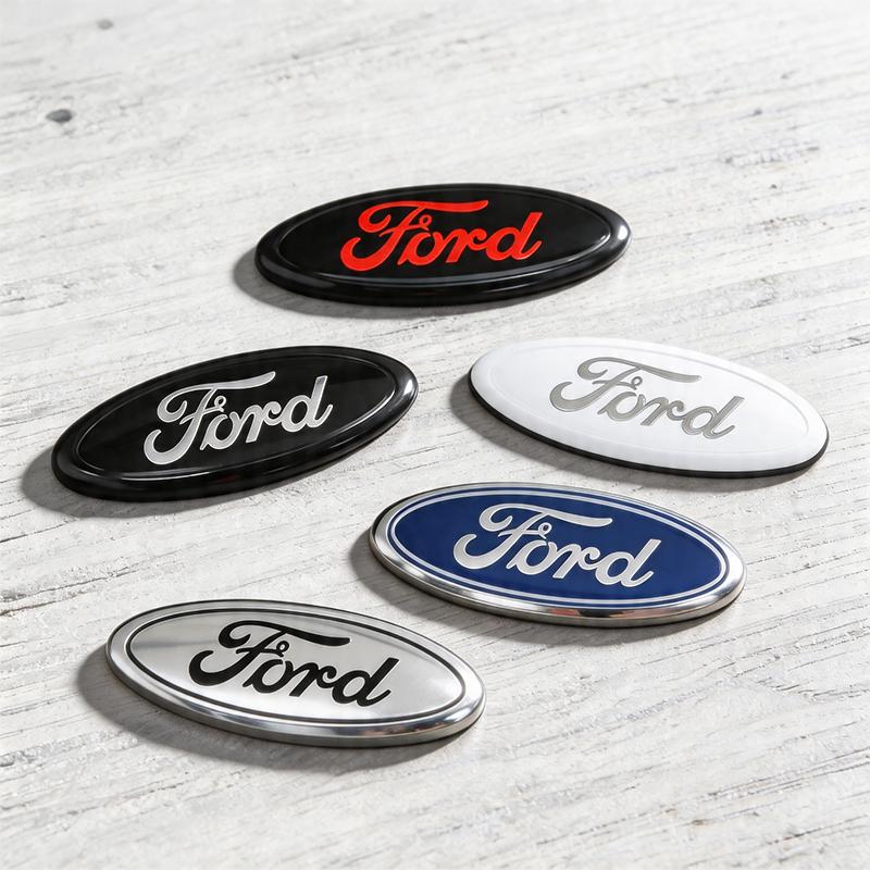 LKLE5 14.5cm Aluminum Overlay Emblem Badge For Ford Mondeo Explorer Edge Focus Fiesta Kuga Transit Ecosport Escape MK3 Auto Accessory