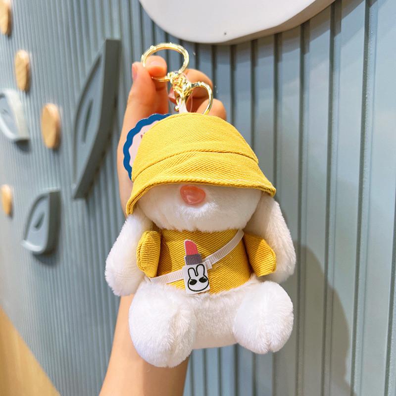 

Прекрасная плюшевая шапка-кролик, брелок для ключей автомобиля, подвеска для сумки, кукла, мини-игрушка для когтевого автомата жёлтый