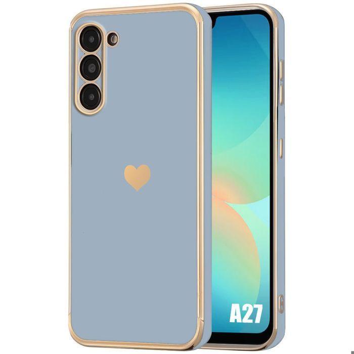Coque pour Samsung Galaxy A27 5G, Protection Silicone Motif Cœur Anti-Rayure Ultra Slim Souple Bleu