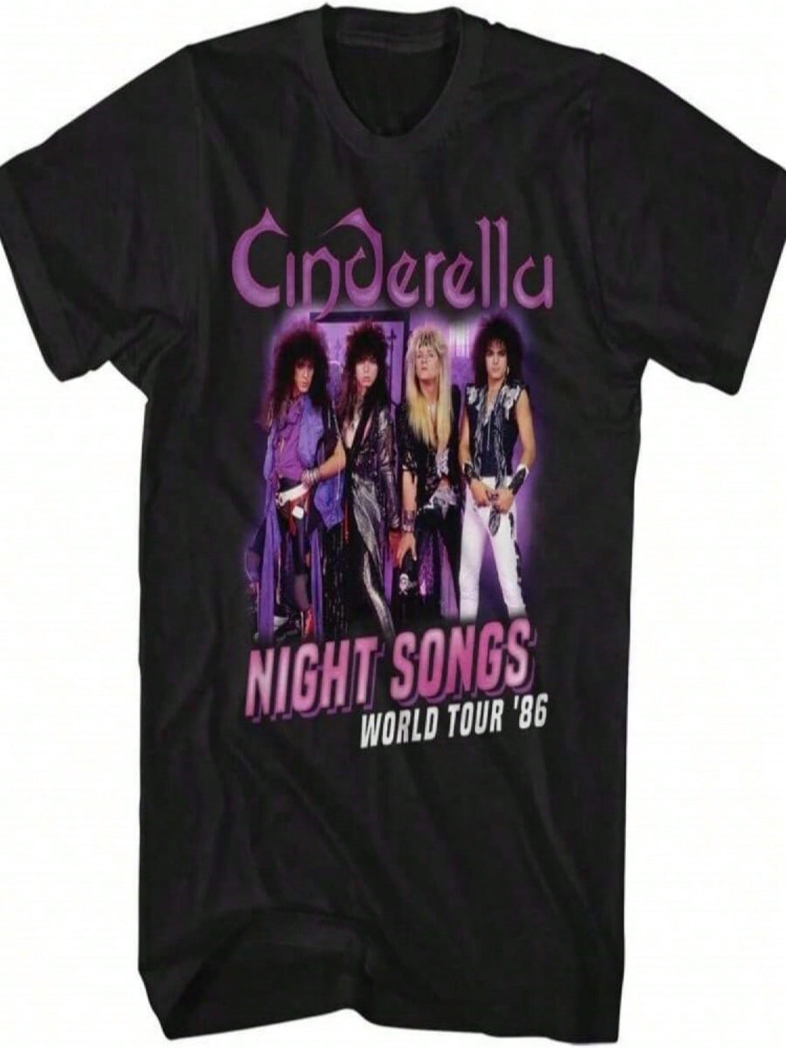 Cinderellas Rock Band Night Songs Tour Черная двусторонняя футболка для взрослых S разноцветный