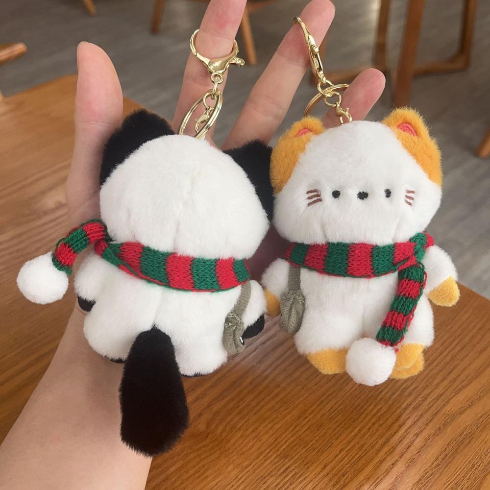 

Travel Kitten Cat Plush Keyring Scarf Plush Cat Doll Keychain Plush Cat Bag Pendant Christmas Gift style 6
