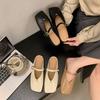 Flat-bottomed Mary Jane Bag Head Half Slippers Women's Outer Wear Spring New Soft-soled Square Head Shoes Sandals