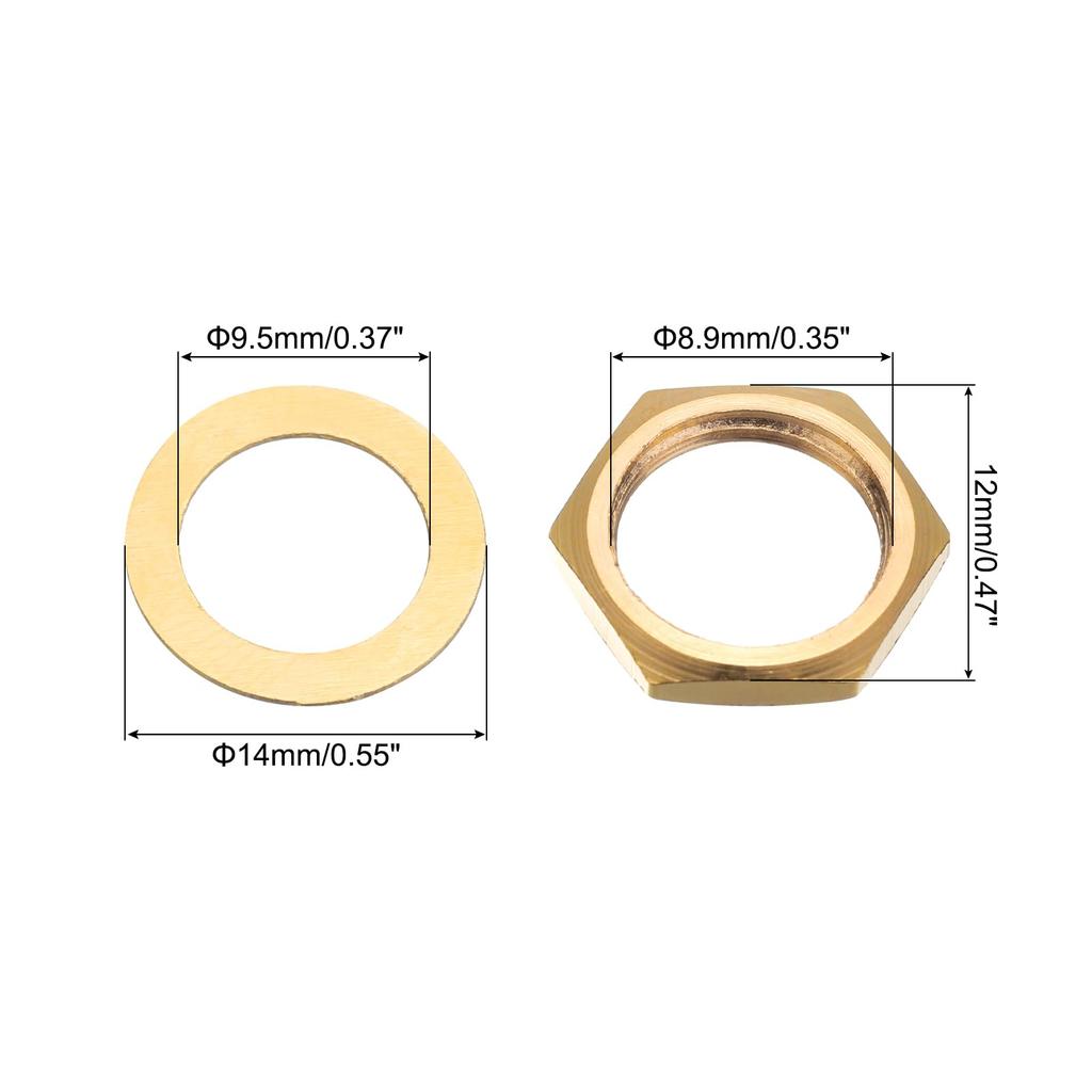 Uxcell Guitar Nuts and Guitar Jack Socket for Guitars and Washers, 3/8" Input/Output Nuts, Gold, Basses, 3-Pack