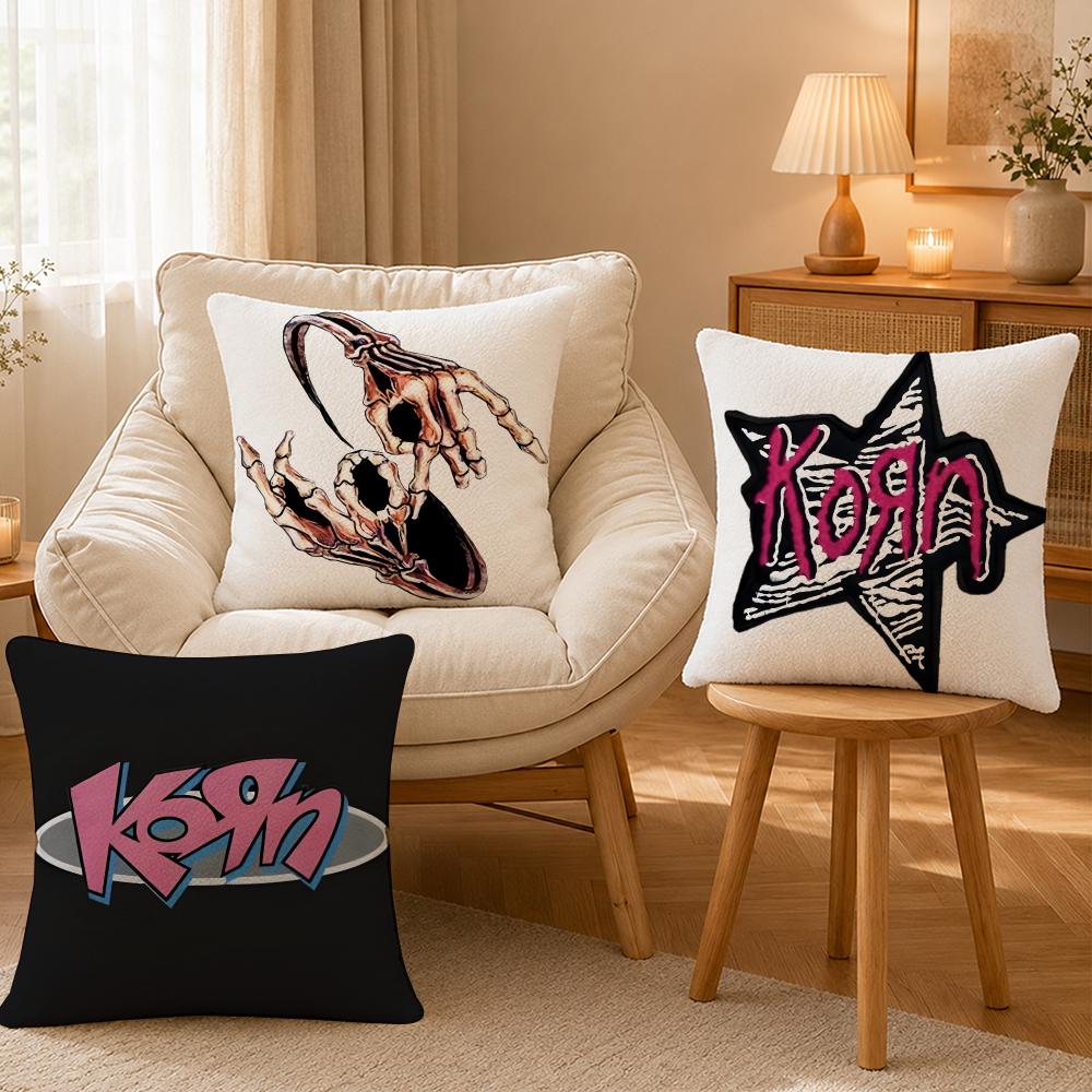 Band Korn Nu Metal Aesthetic Cushion Cover Personalized Short Plush Soft Bedroom Sofa Home Decor Gift
