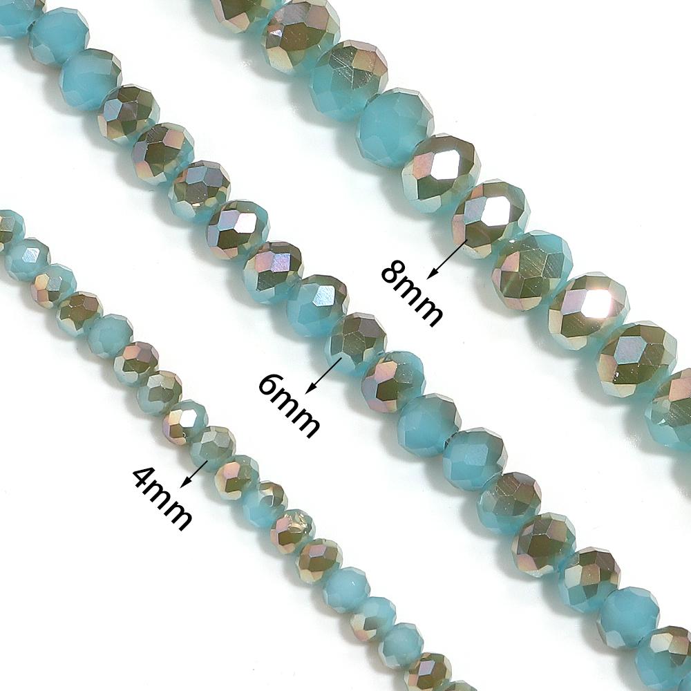 4/6/8mm Faceted Crystal Beads Lake Blue Glass Loose Spacer Beads For Jewelry Making DIY Handmade Bracelet Necklace Accessories
