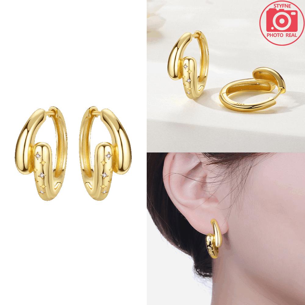 925 Silver Butterfly White Zircon Heart Ear Ring Starry Simple Women's Earrings Gift Woman Jewelry Fine Gift