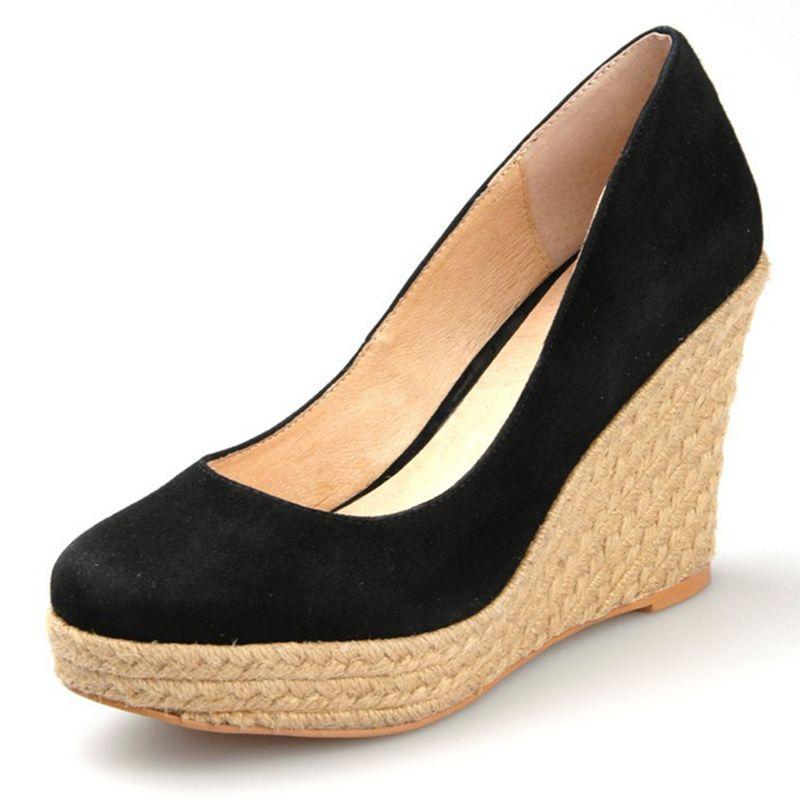 2025 Nové espadrilky Dámské klínky platformové lodičky kulatá špička pohodlné ležérní párty práce dámské boty na vysokém podpatku