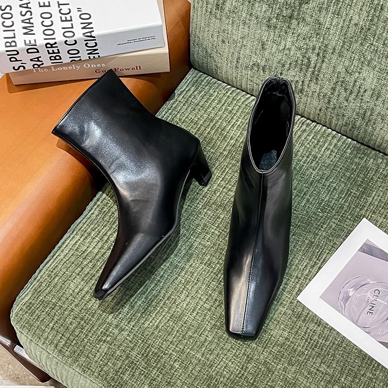 Autumn Winter Square Toe Women Slimming Ankle Boots Female Elegant Low Heel Short Booties Zapatos De Mujer