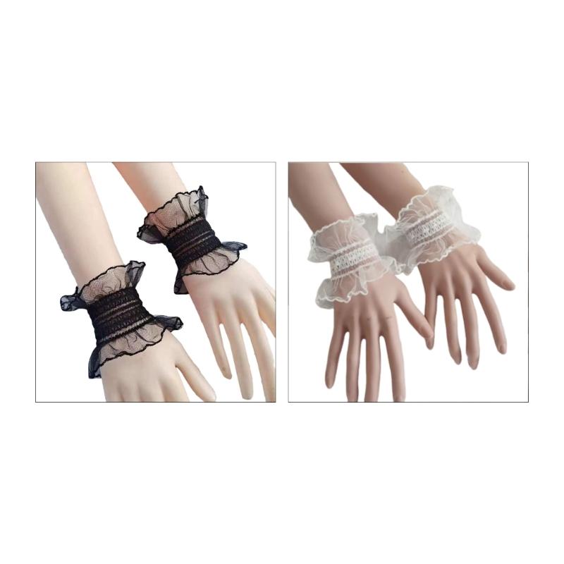 Cosplay Maid Elastic Decorative Wrist Cuffs All-match Detachable Cuffs for Girls