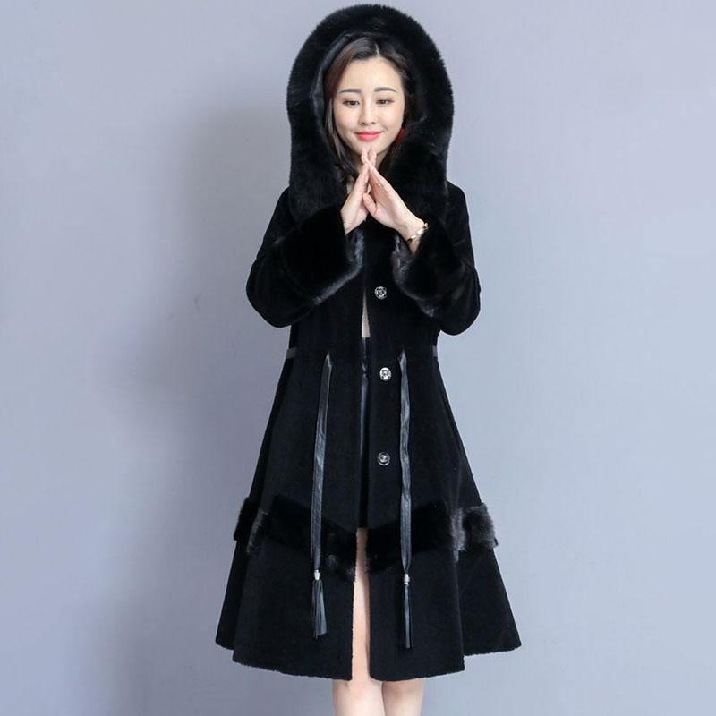 Long Sleeve Warmth Windbreaker Large Size Woolen Coat Spring and Autumn Large Size Woman's Clothing