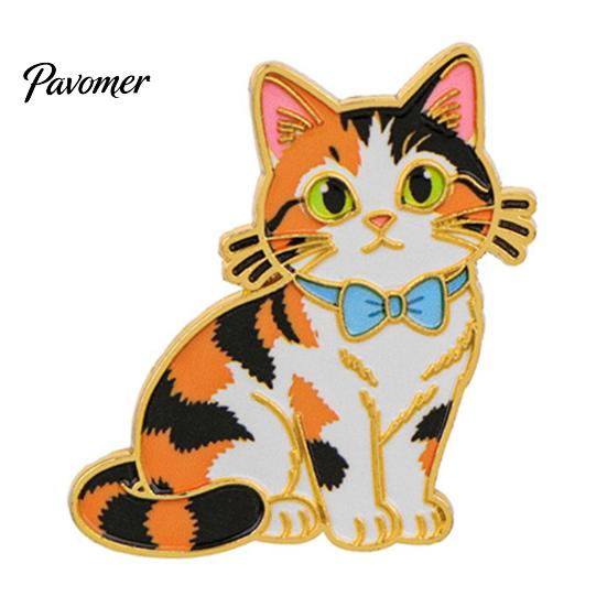 Cat Brooch Pin Enamel Bow Tie Brooch, Cartoon Kitten Metal Badge Durable Alloy Pin, Hats Bags Scarves Clothes Decorative Accessory Theme