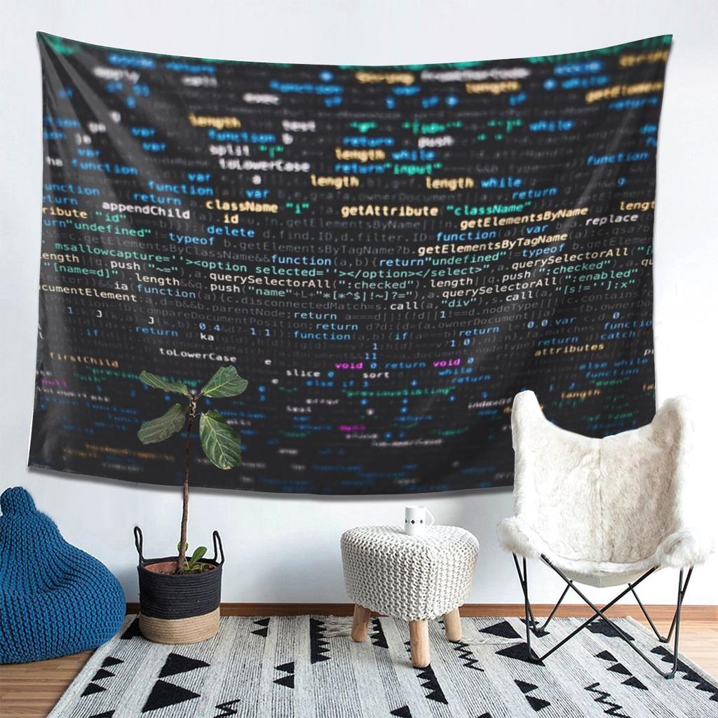 Desarrollador de Software Código de Programación Sobre Fondo Negro Tapiz Decoración Arte Tapices Estéticos Hogar Pared Tela Colgante de Pared