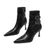 Sexy Knee High Boots 2024 Winter Boots Brand Design Super High Thin Heels with Rivet Retro Fashion Cool Women Shoes Size 39