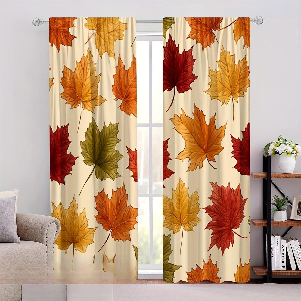 Maple Leaf Print Curtains Polyester Fabric Suitable Bedroom Living Room Decoration Curtain For Area Made Of Machine Washable