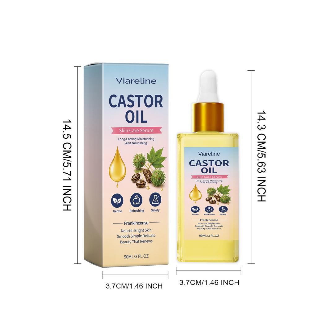 Castor Oil Skin Care Serum, Facial Oil, Lightweight Moisturizing Serum, Smooth Makeup Base, Gentle Nourishing Face Oil for All Skin Types 90ml