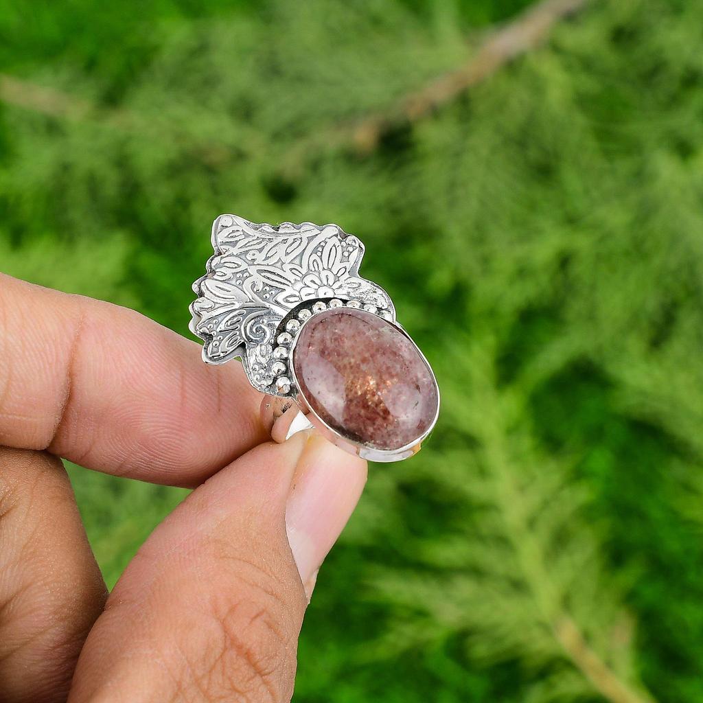 Sunstone Gemstone Promise Statement Solitaire Daughter Ring 925 Sterling Silver