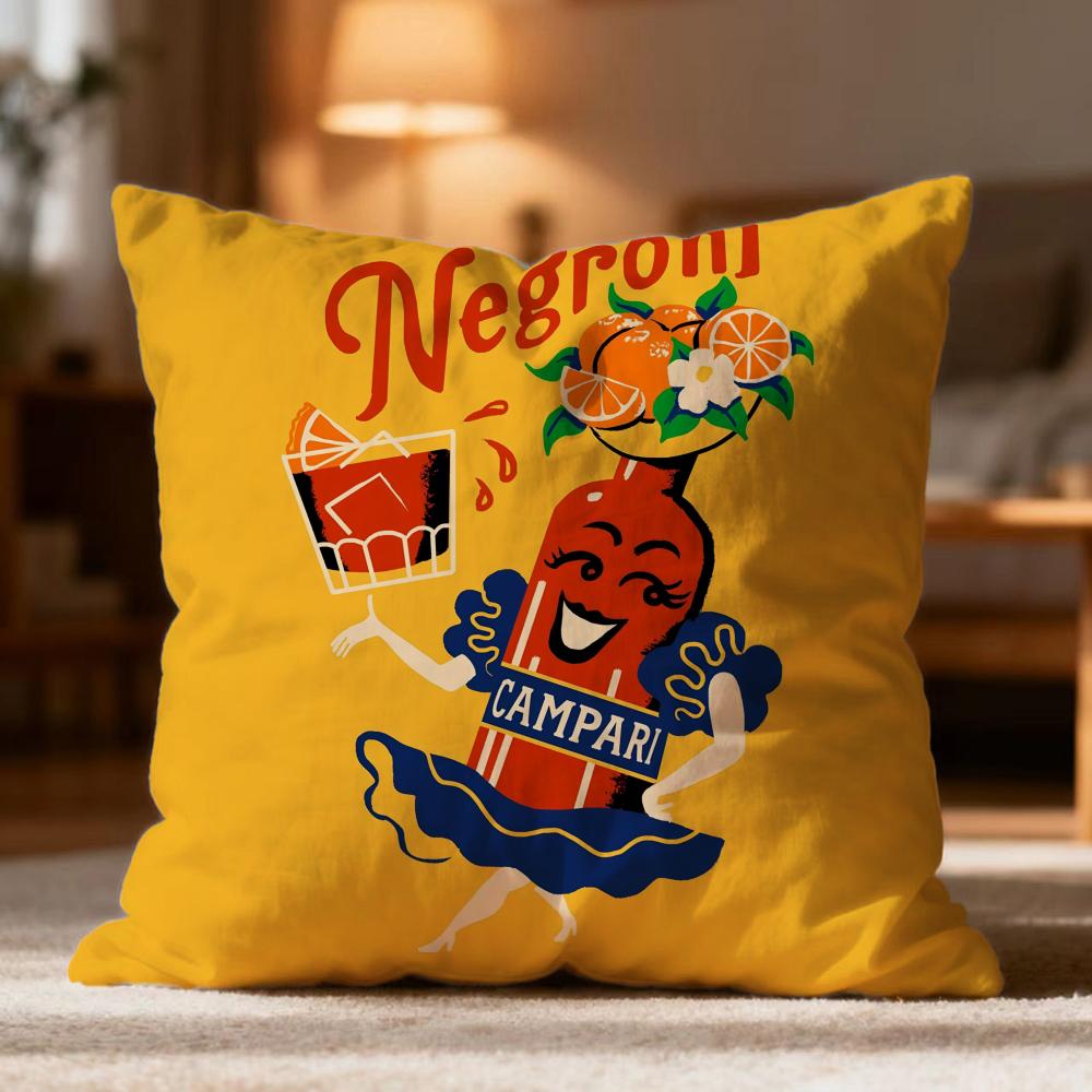 Popular NNegroni Cocktailever Cushion Cover Soft Washable Pillow Case Multi-Scene for Couch Bed Travel Office Use