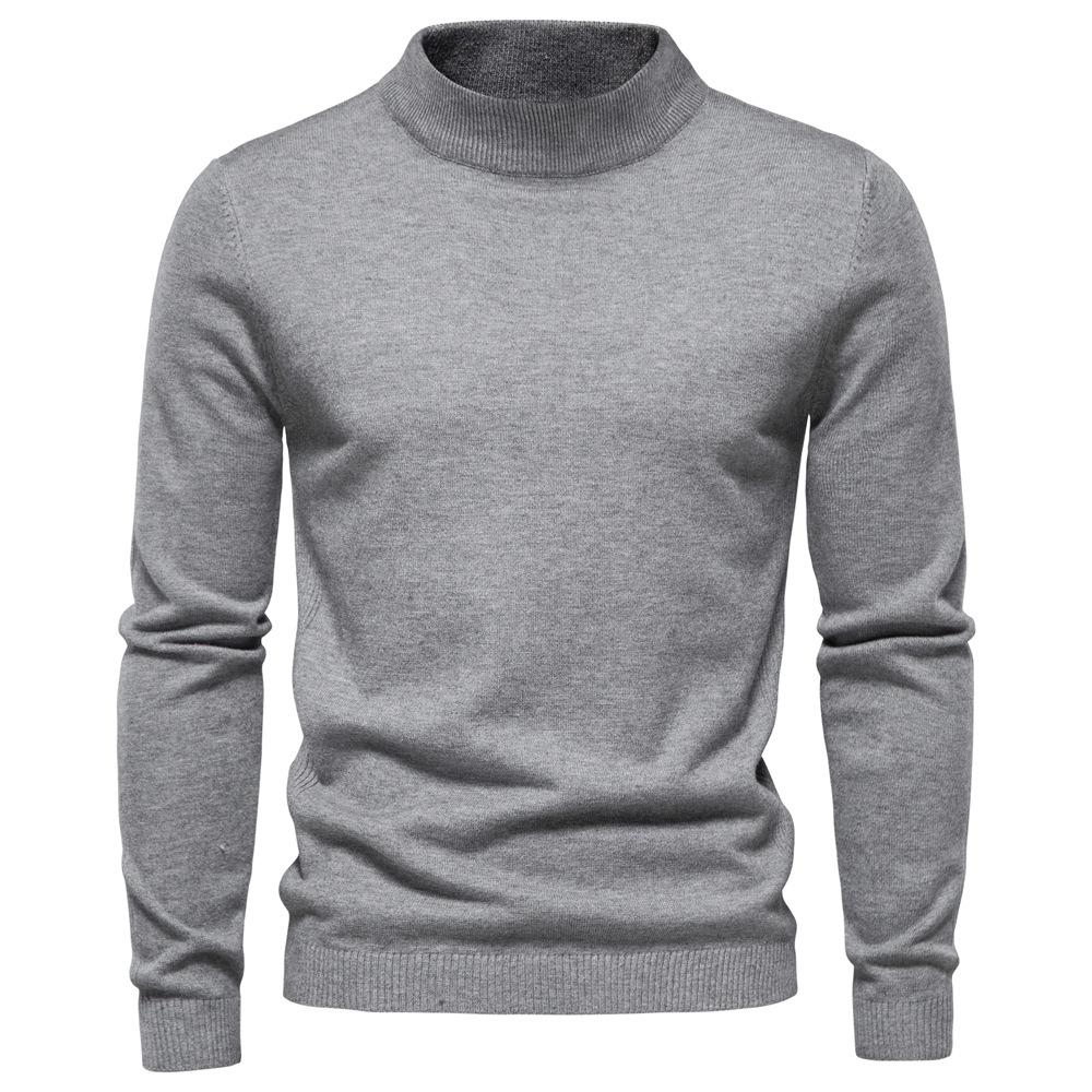 New Autumn and Winter Casual Men's Solid Color Pullover Sweater Turtleneck Men's Casual Multi-color Comfortable Knitted Sweater