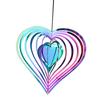 Colorful Heart Wind Spinner 3D Rotating Wind Catcher Flowing Love Windchime Garden Yard Hanging Decor Reflection Bird Repellent