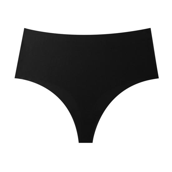 Women High Waisted Seamless Thongs Control Solid Color Breathable Tummy Panties Stretch Ladies Ice Silk Brief