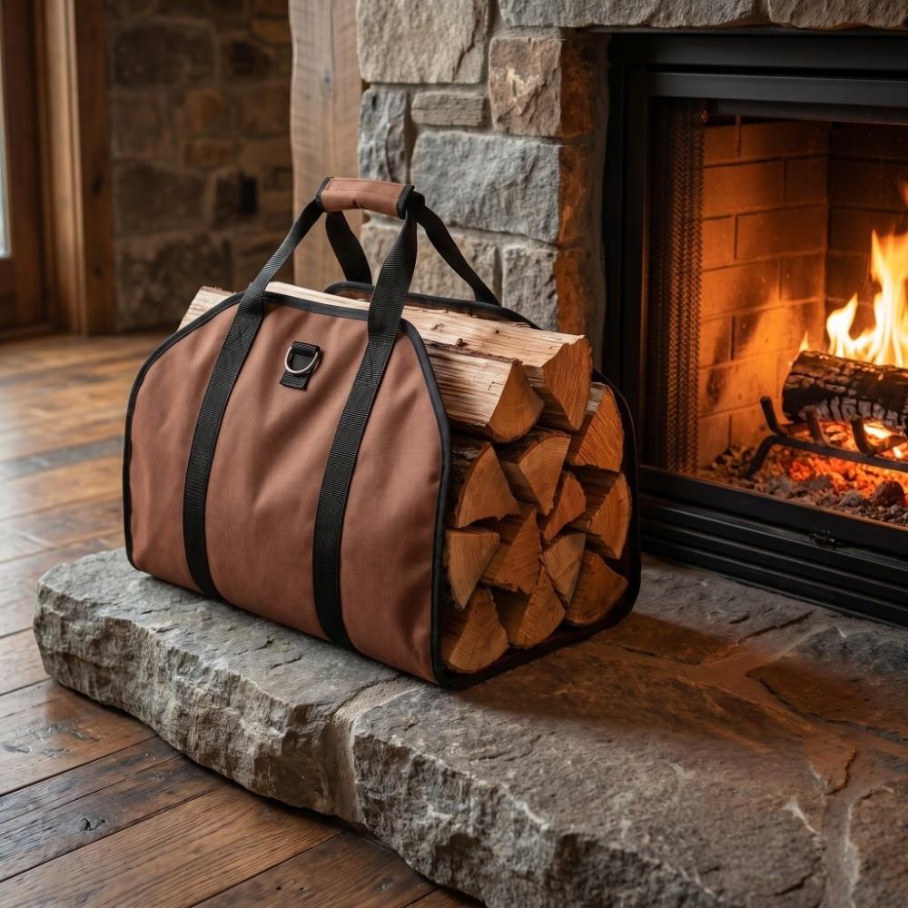 Heavy Duty Wood Carrying Bag With Handle Log Tote Bag Firewood Carrying Bag  Indoor Fireplace