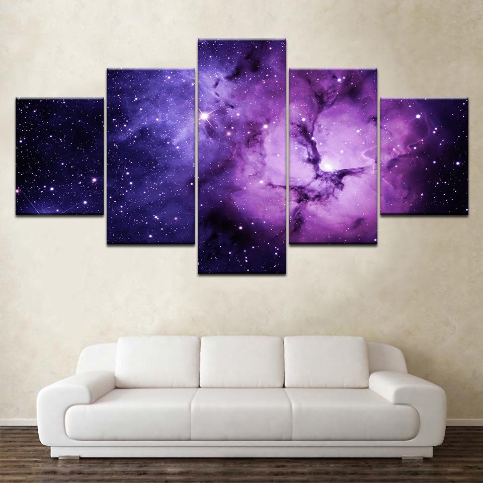 5 Pieces Nebula Abstract Landscape Pictures Canvas Paintings Wall Art Frame Modular Prints Starry Sky Poster Kids Room Decor No Frame