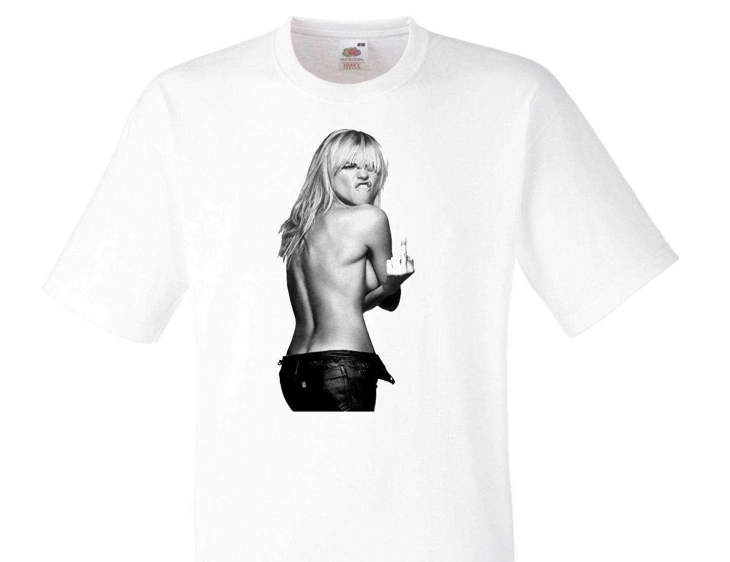 Kate Moss Fuck You Giving White T-Shirt -024-W- S