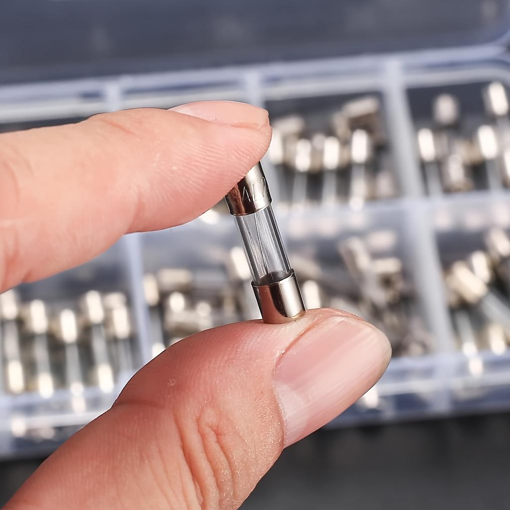 100 Pcs Glass Fuses Assortment Kit, 5x20mm Fast-Blow Glass Tube Fuses, 0.2A/0.5A/1A/2A/3A/4A/5A/6A/8A/15A