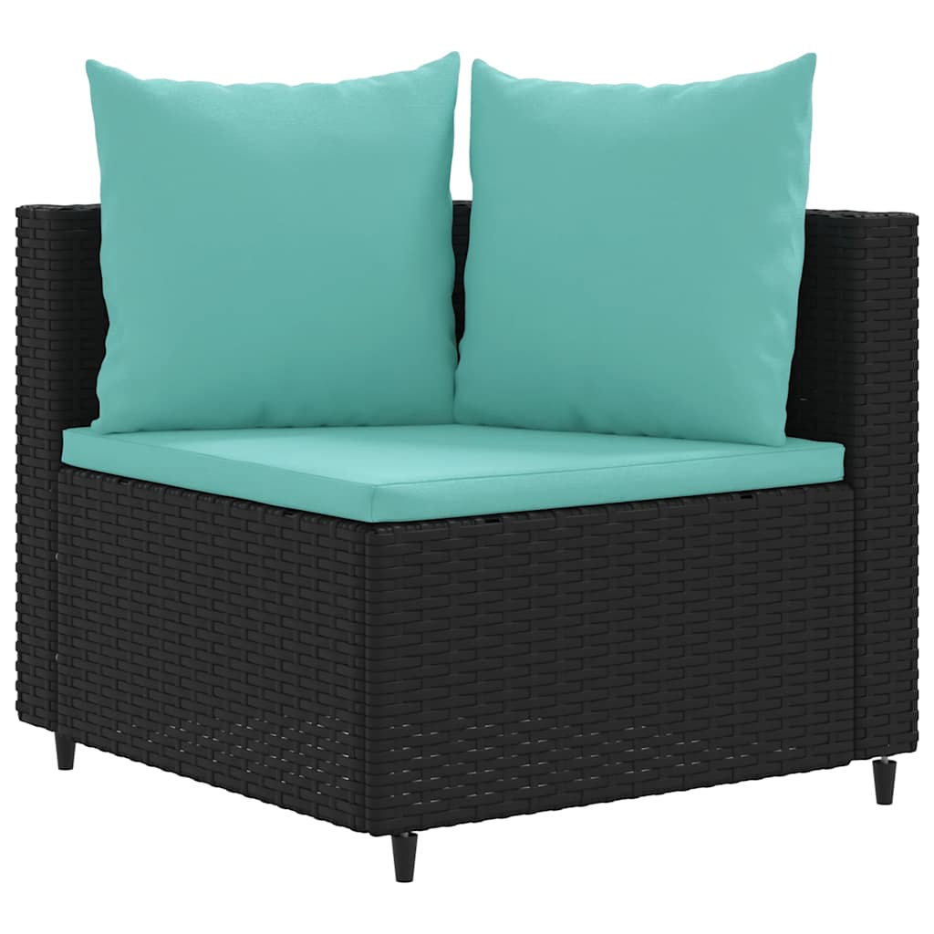 vidaXL 9 piece Garden Sofa Set with Cushions Black Poly Rattan