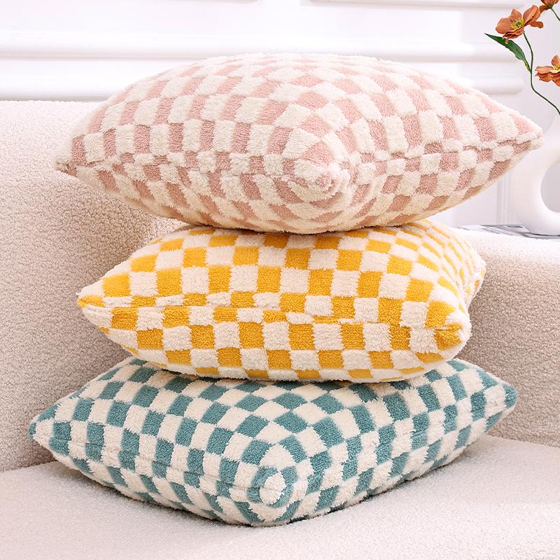 Olanly Pillow Cover Of Double-Side Checkerboard Smooth Cozy Pillowcase Checkered Pattern Super Soft Pillow Cover For Living Room