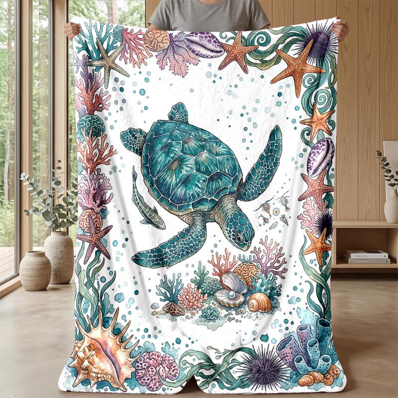 Ocean Life Exploration Theme Blanket Lightweight Warm Flannel Blanket Decorative Throw Blanket for Home Decoration