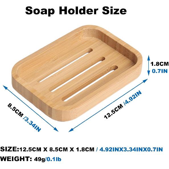Bamboo Bar Soap Holder Wooden Soap Dish for Shower Bathroom Kitchen with Self Draining Tray